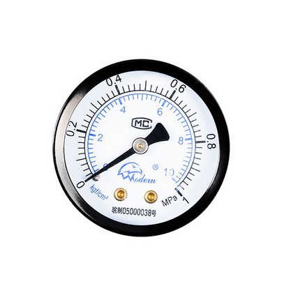 50mm轴向普通铁壳压力表，黄铜接头轴向压力表50mm