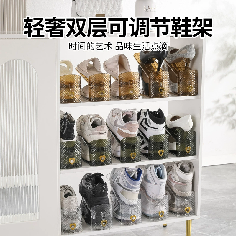 Бытовая двухслойная регулируемая складная полка для обуви, набор шкафов для обуви, полка для хранения обуви, компактная доступная роскошная подставка для обуви