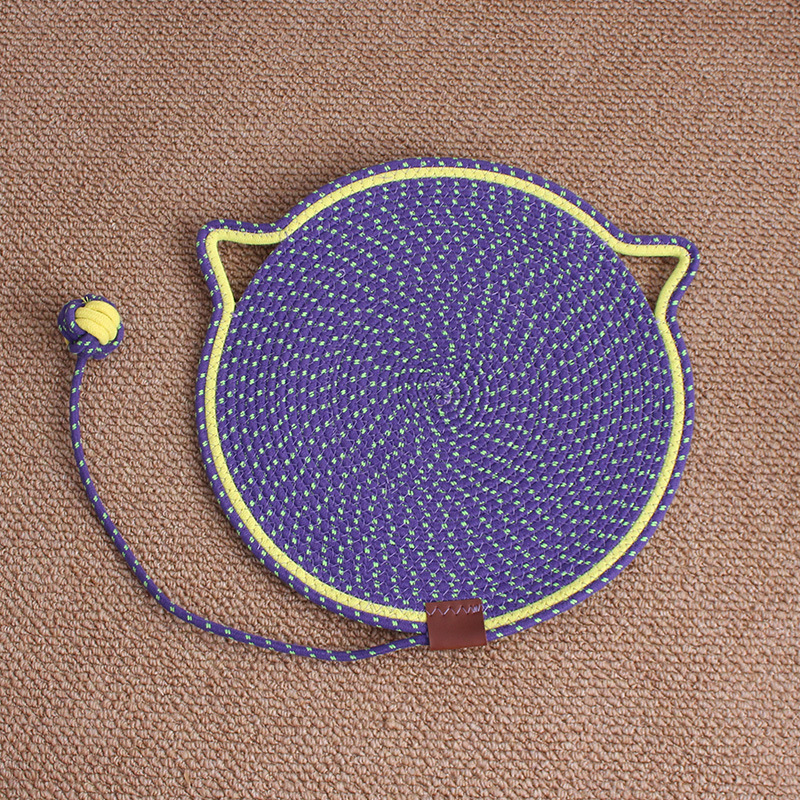 Cable de algodón para mascotas confortable para jugar y dormir en una sola estera de agarre para gatos resistente al desgaste, estera de algodón trenzado resistente al desgaste