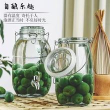 卡扣玻璃泡酒罐泡酒坛青梅杨梅泡酒罐酿酒玻璃瓶带龙头提手空瓶