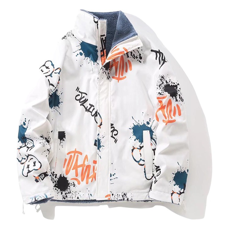 De doble cara de algodón acolchado abrigo de los hombres de invierno de la escuela secundaria estudiante de moda guapo espesado de algodón acolchado abrigo de lana de cordero de la Juventud más abrigo de terciopelo