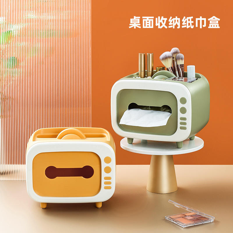 Jalea color TV caja de pañuelos lindo creativo hogar escritorio almacenamiento caja de pañuelos caja de almuerzo de almacenamiento de control remoto