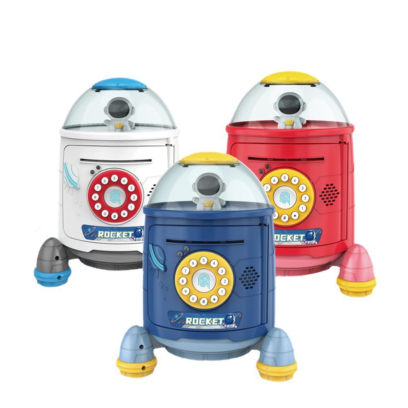 儿童礼物玩具创意指纹火箭筒密码保险柜存钱罐自动储蓄罐保险箱
