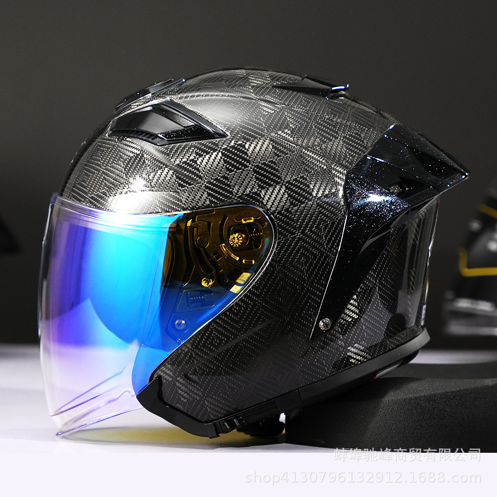 Motuoche – AR Motorcycle Motosiklet kaskı (dəbilqə) - 12k-gloss-black-transparent-daynight-blue-lens-m