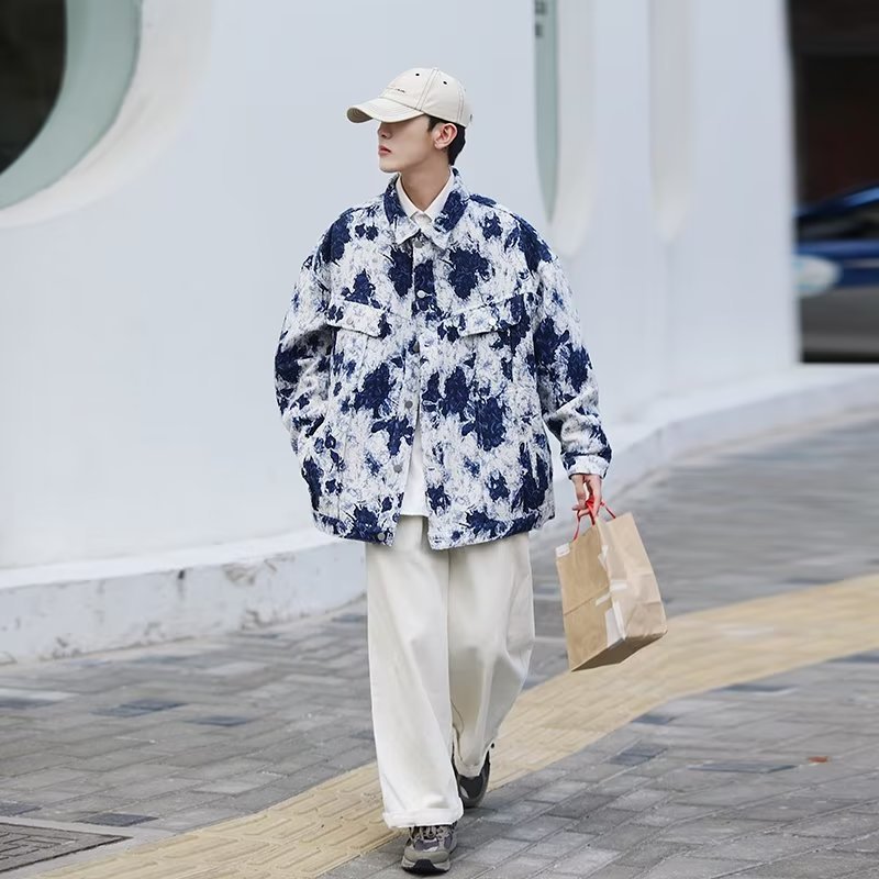 Giacca di jeans uomo tie dye oversize stile streetwear_voghion.com