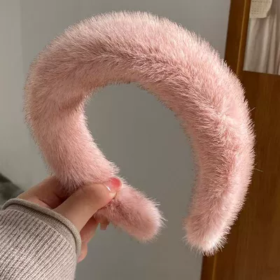 Saç üçün rezinlər: Plush Headband 2025 New Classy - light-pink