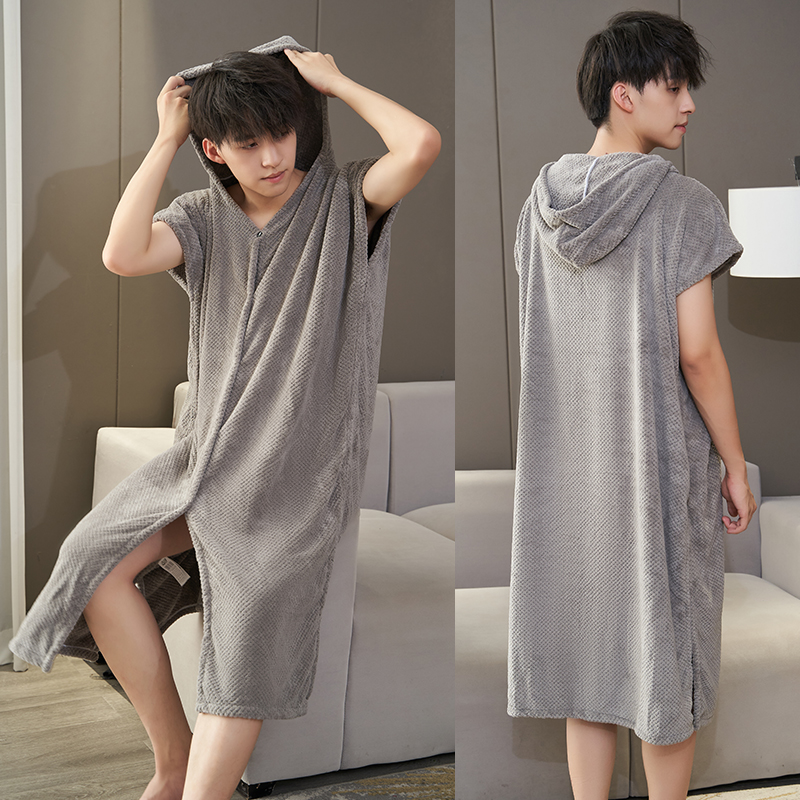 H1FW72X 수건 목욕 가운 성인 비 순수한면 흡수성 빠른 건조 잠옷 웨어러블 목욕 타월 남성 온천