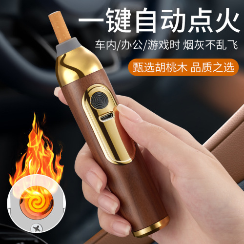 Lazy Person Cigarette Holder with Lighter that Doesn't Drop Ash Magic Mobile Car Cigarette Ashtray Portable Environmental Lighter Magic