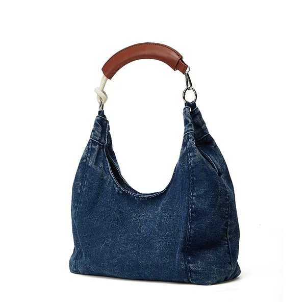 Denim Tote Bag Niche Lazy Style Large Capacity Cross-border New All-match Commuter Spice Girl Style Contrast Color Shoulder Bag for Women