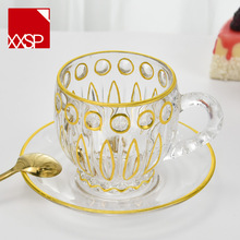 【XXSP】歐式古典咖啡杯子 描金下午花茶杯 高顏值復古帶把小水杯