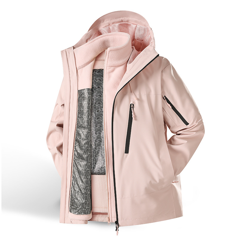 Veste de randonnée 3 en 1 amovible, coupe-vent, doublée en graphène, pour couple, idéale pour l'hiver et les activités de plein air._voghion.com