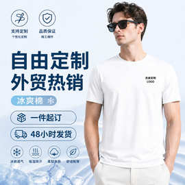 源头厂家短袖T恤成人冰爽棉支持定制LOGO纯色宽松休闲上衣百搭DIY
