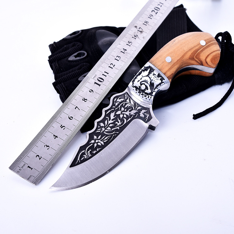 户外高硬度多功能小直刀 便携露营迷你猎刀具数控防身高碳美工刀