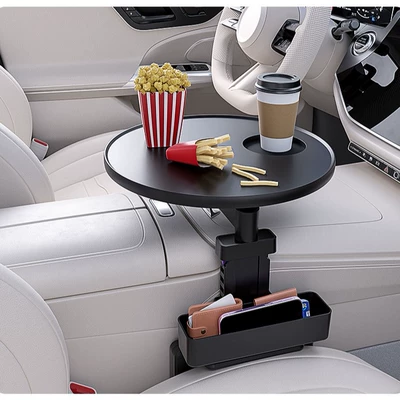 Multifunctional Car Table 360 ° Rotating and expandable floating dining tray for car's driver and passenger side cup holders and dining table