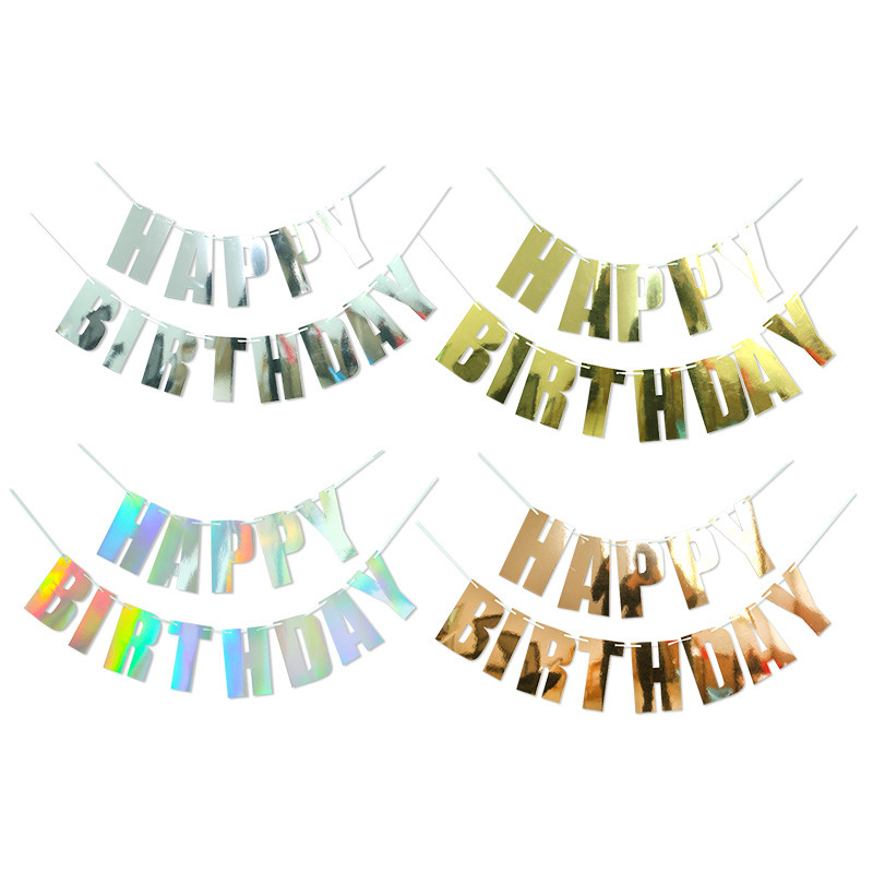 Mayúsculas Feliz cumpleaños tire bandera brillo colorido tire bandera decoración fiesta diseño decoración foto apoyos