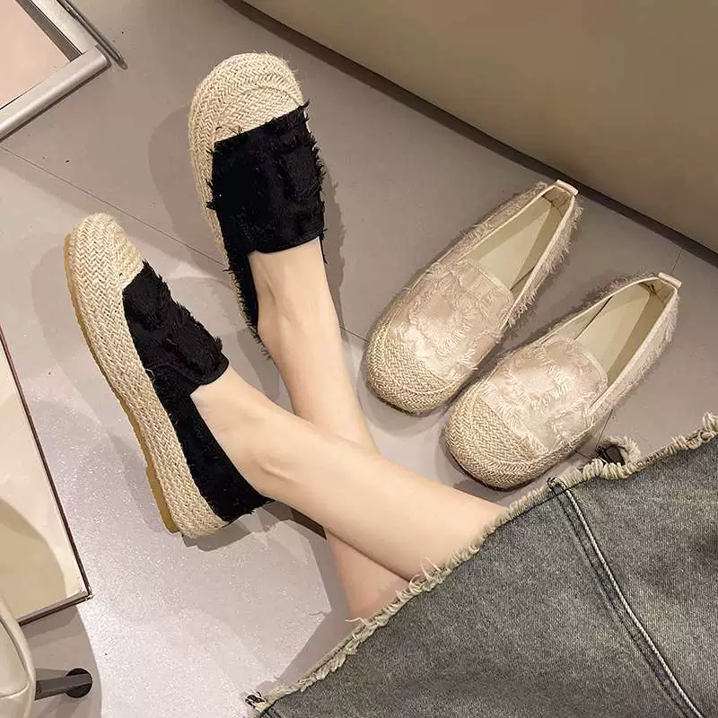 Женские туфли-лодочки весна-осень 2025, новые, мягкая подошва, маленькая ароматная шерсть, повседневные плетеные лоферы-слипоны