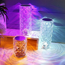玫瑰灯卧室床头氛围灯酒吧餐厅小夜灯水晶台灯可调光中山灯具led