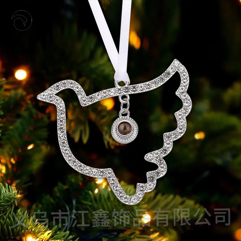 Cross-Border New Diamond-Encrusted Pigeon Projection Pendant Customized High-Definition Color Photo Thanksgiving Christmas Tree Gift Decoration