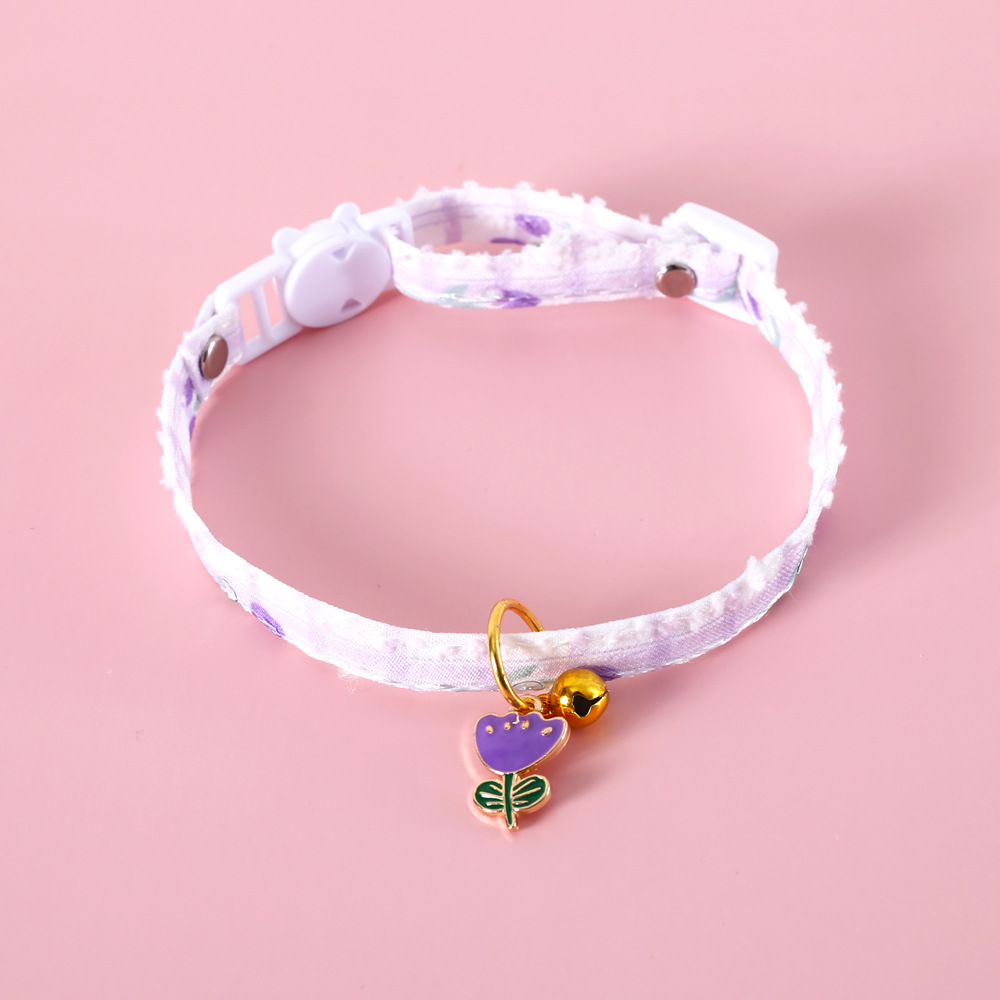 Mascotas gatos cuadrícula flor de azulejos tulipanas collar collar anti-asfixia perro conejo collar