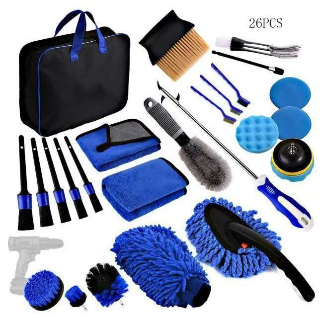 26 комплектов инструментов для чистки автомобиля синие детали щетка для чистки автомобиля набор для чистки автомобиля щетка для чистки автомобиля щетка для чистки автомобиля