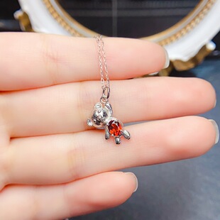 New Natural Garnet Pendant S925 Silver Inlaid Main Stone 4*5mm Versatile Popular Trendy Women's Jewelry Wholesale