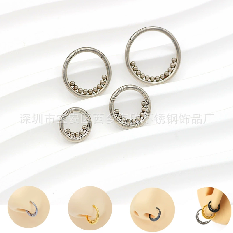 G23 Titanium Closed Ring Seamless Inner Bead Nose Ring Multifunctional Earring F136 Implanted Titanium Piercing Jewelry Manufacturer