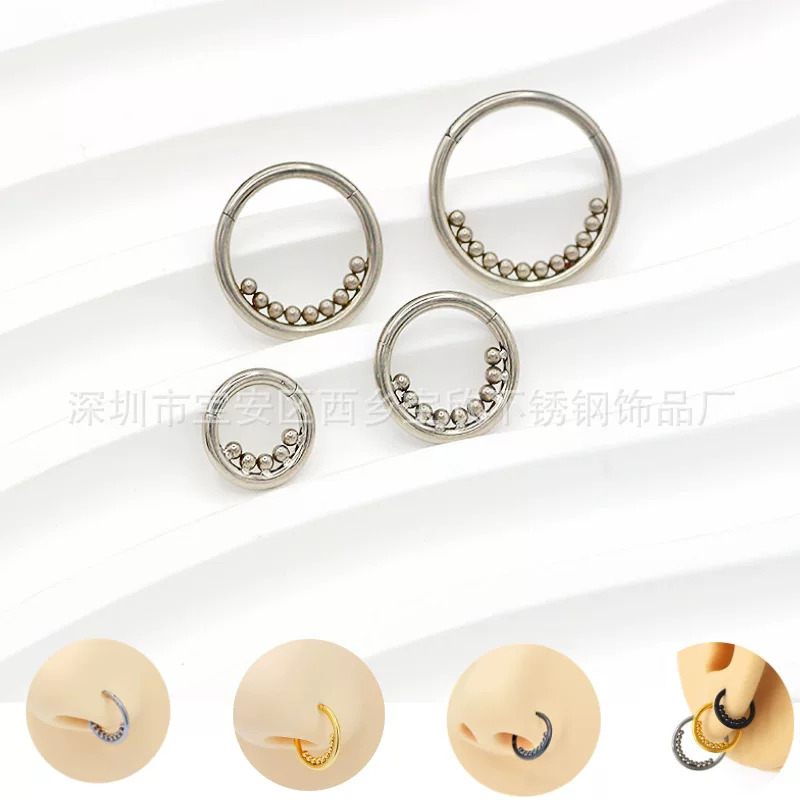 G23 Titanium Closed Ring Seamless Inner Bead Nose Ring Multifunctional Earring F136 Implanted Titanium Piercing Jewelry Manufacturer