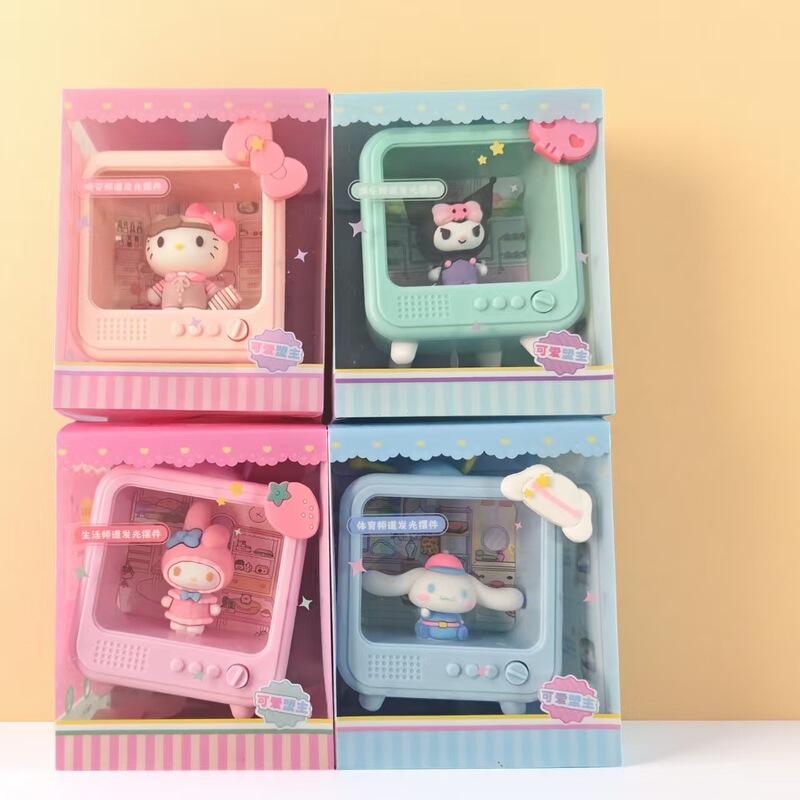 Sanrio Tv Set Decoration Night Light Hello Kitty My Melody Glowing Ornament High-Value Gift