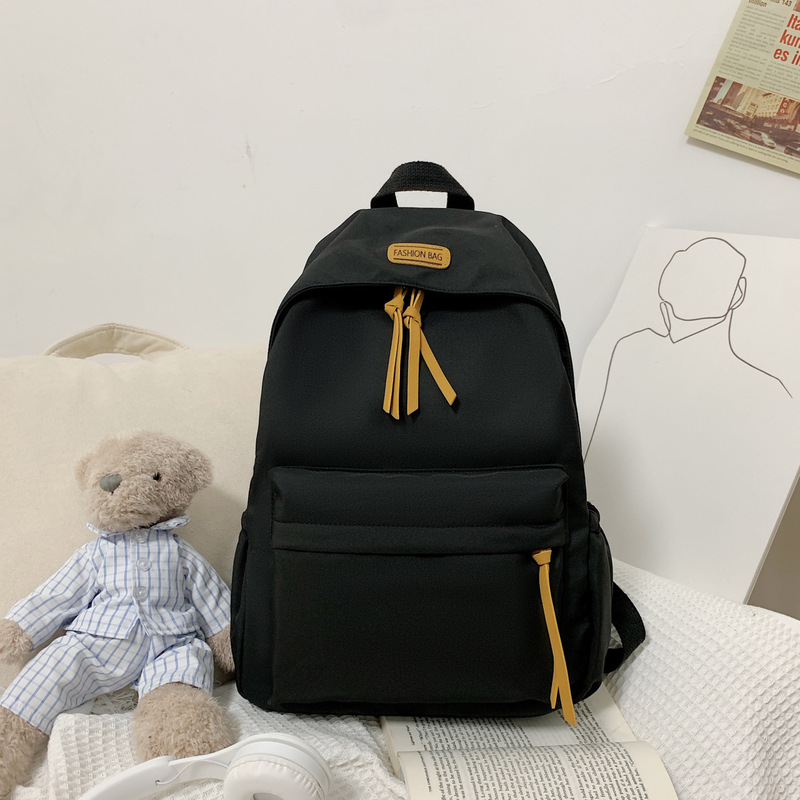 韩版书包中小学大学生大容量背包高颜值纯色双肩背包简约时尚书包|undefined