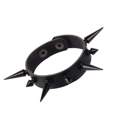 亞馬遜原宿個性誇張男女手鐲 腕帶錐形尖鉚釘 PU皮質手鍊手鐲手環