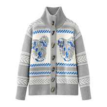 现货 2025冬季款女时尚宽松趣味卡通拼色高领针织开衫RL92801217