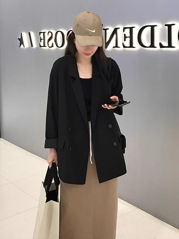 设计感小众西装外套女2025新款春秋休闲咖色小个子高级感炸街西服|undefined