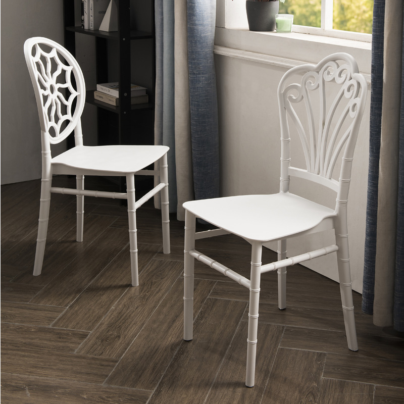 Silla de plástico minimalista moderna para banquetes y bodas al aire libre, silla de comedor blanca con respaldo alto, apilable.
