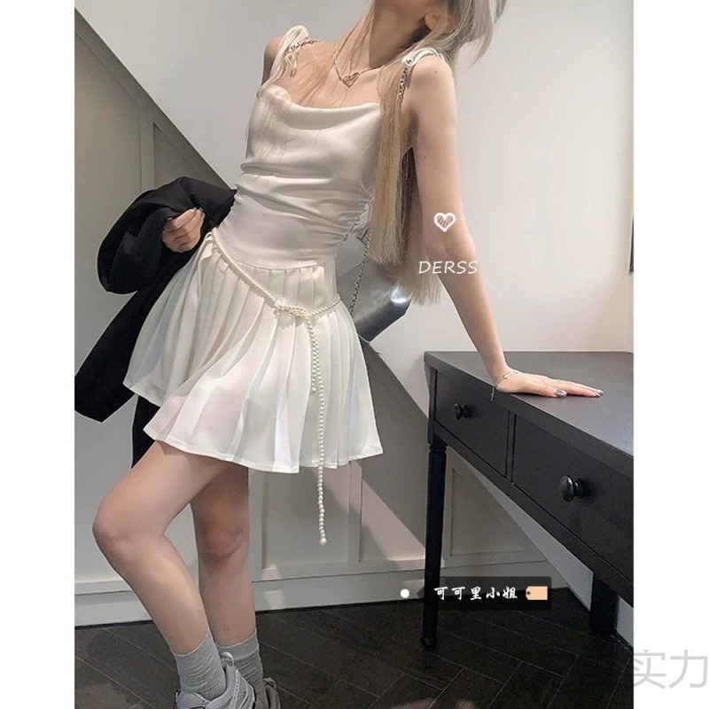 Белое платье на подтяжках в стиле Pure Lust, лето 2025, новое сексуальное утягивающее модное дизайнерское высококачественное женское короткое платье