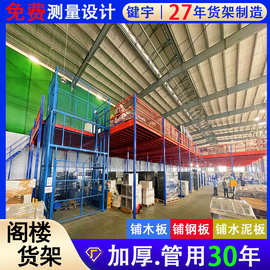 双层工字钢阁楼二层平台搭建工厂仓库仓储重型钢结构拆卸阁楼货架
