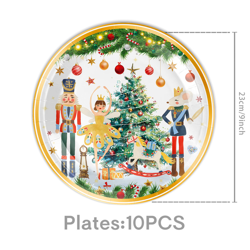 新しいクリスマステーマのパーティー用品白くるみ割り人形食器パーティー雰囲気レイアウト小道具バナーテーブルクロス|undefined