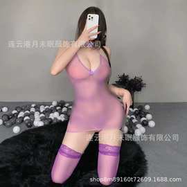 情趣内衣性感古风蝶恋花透视旗袍包臀绑带制服套装纯欲风一件代发