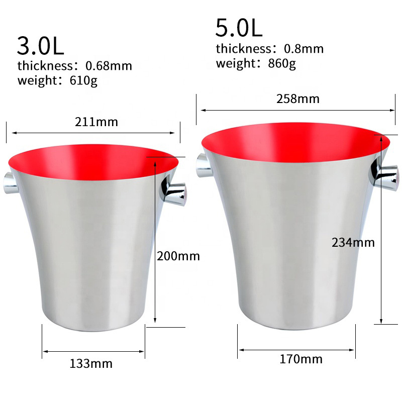 304 de acero inoxidable cubo de hielo altavoz suministro directo de fábrica 3L cubo de vino cerveza cubo de hielo KTV bar suministros