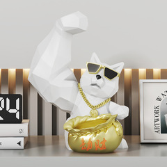 Geometric Treasure Cat Desktop Storage Shelf TV Stand Cabinet Coffee Table Office Decor Gift for Moving into a New Home