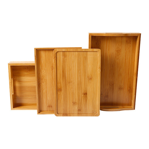 Japanese bamboo wood tea tray, rectangular household bamboo water cup storage tray, commercial barbecue tray, restaurant serving tray