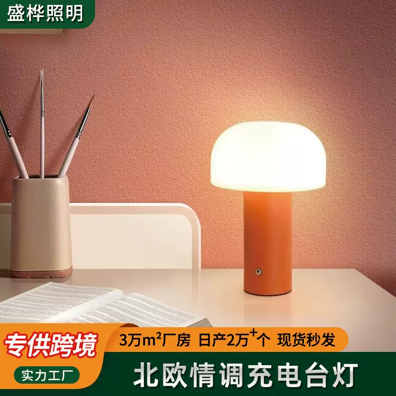 跨境专供充电滚塑蘑菇台灯私模产品床头氛围夜灯情调酒吧氛围台灯