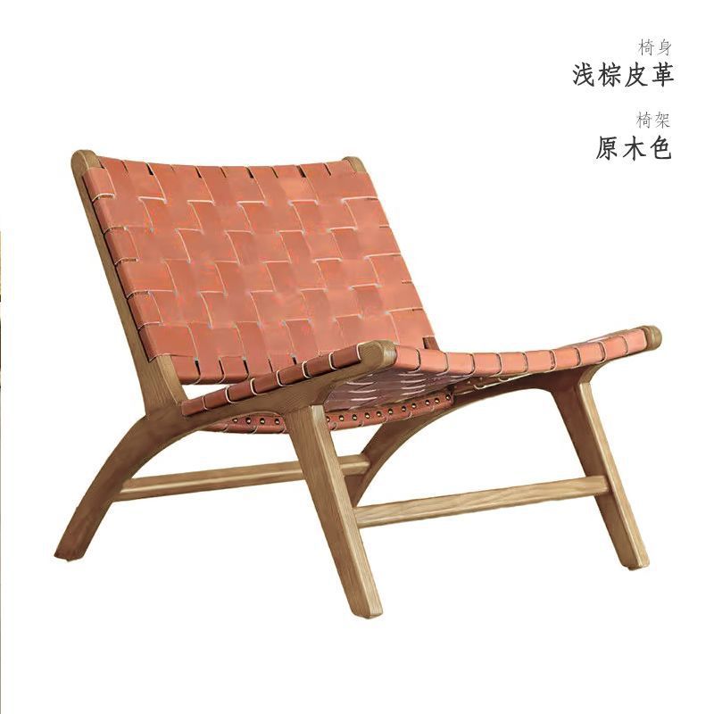 Una silla de silla de madera sólida nórdica sofá retrógrado individual de alojamiento residencial hotel silla de tejido casual