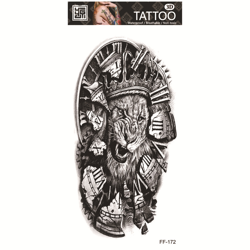 Yuanhua fábrica de pegatinas de tatuaje a prueba de agua en stock al por mayor cabeza de Lobo tótem texto árabe tatuaje pegatinas suministro transfronterizo
