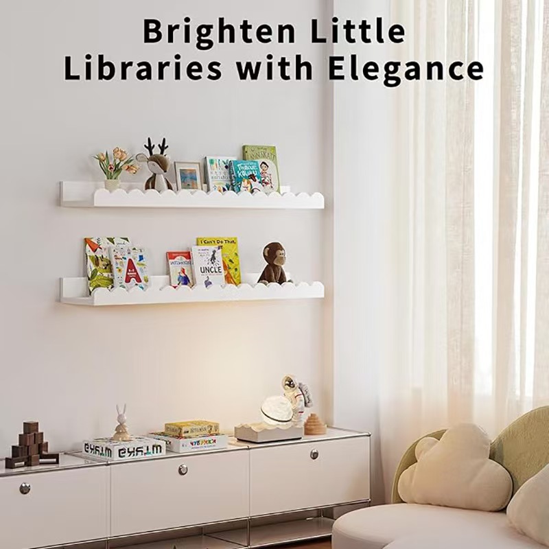 Wall Storage Rack Wavy Living Room Wall Storage Rack Simple Wooden Storage Rack Children's Room Decorative Storage Rack