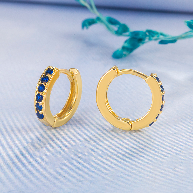 블루 다이아몬드 이어 버클 [골드]]