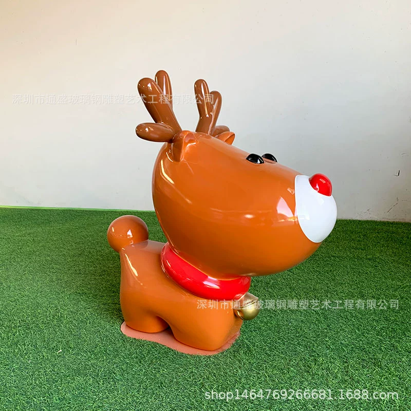 Сообщество пейзаж FRP мультфильм олень скульптура парк абстрактное стекловолокно пятнистый олень украшение животных