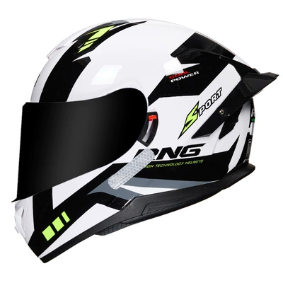 helmet double lens big, Motosiklet kaskı (dəbilqə) - jungle-white-tea-mirror-m