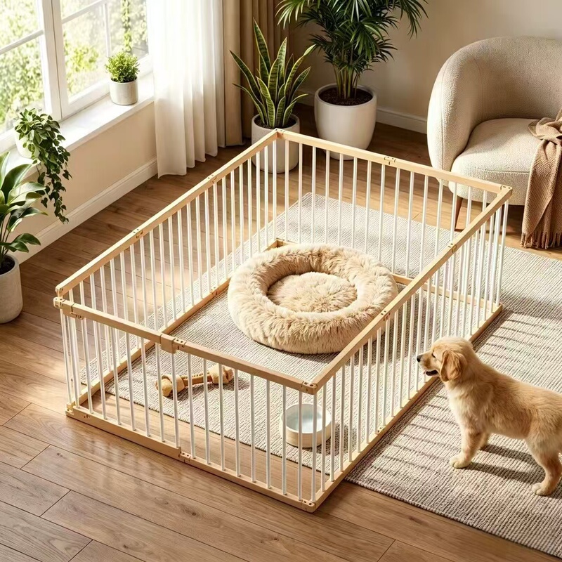 Brand new freely combinable pet fence, indoor no-drill metal protective barrier for small and medium-sized pets, detachable dog house