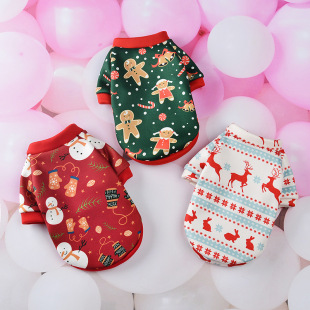 Christmas dog clothes cartoon pet supplies sweater teddy clothes autumn and winter small dog cat clothes