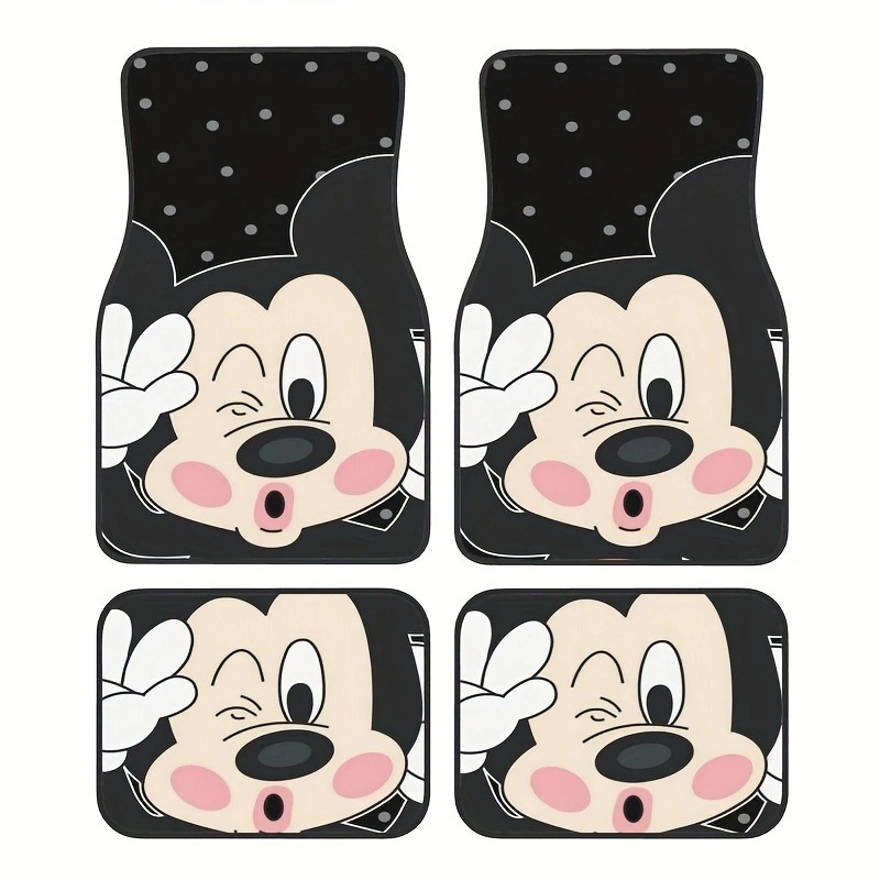 Cross-border Hot-selling Cartoon Mickey Car Mat Four-piece Dirt-resistant Easy-care Floor Mat Amazon Floor Mat for Hair